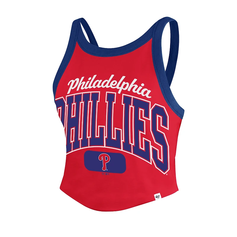 Débardeur court dos nageur pour femme, rouge, Philadelphia Phillies, modèle tendance « 47 », style rallye sportif.