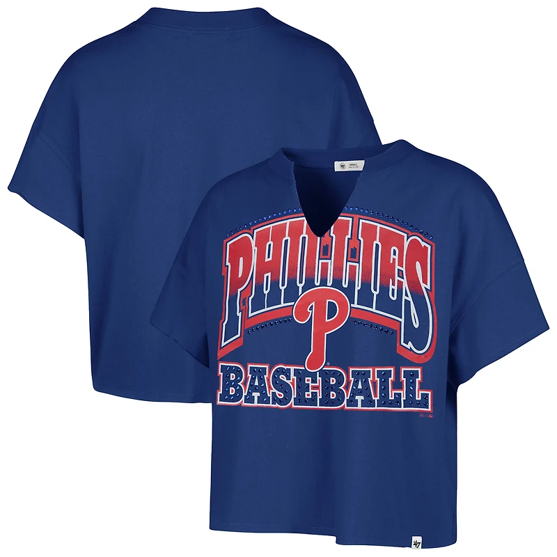Women's '47 Royal Philadelphia Phillies Plus Win Big Oversized Notch-Neck T-Shirt