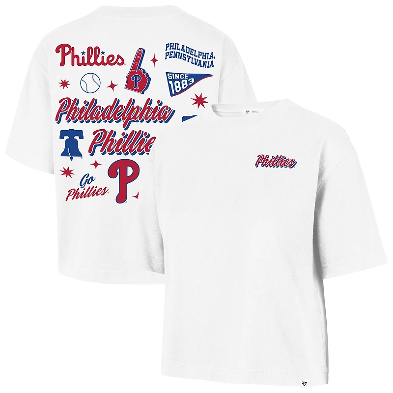 Women's '47  White Philadelphia Phillies Collage Script Reed City T-Shirt