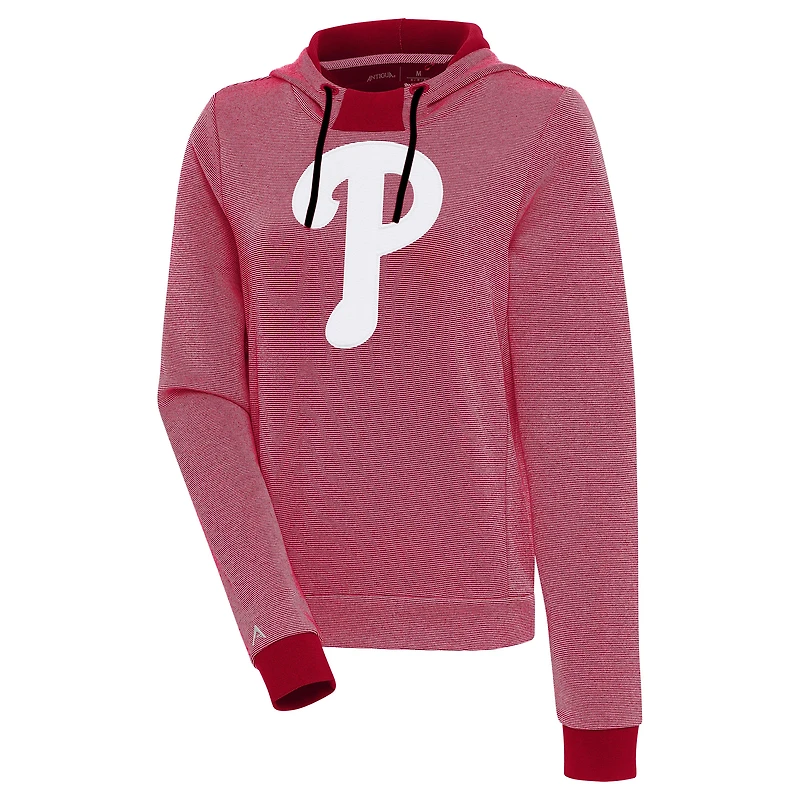 Women's Antigua  Red/White Philadelphia Phillies Axe Bunker Tri-Blend Pullover Hoodie