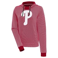 Women's Antigua  Red/White Philadelphia Phillies Axe Bunker Tri-Blend Pullover Hoodie
