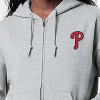 Women's Champion Heather Gray Philadelphia Phillies Powerblend Fleece Full-Zip Hoodie