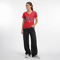 T-shirt à col en V rouge Champion Philadelphia Phillies pour femmes