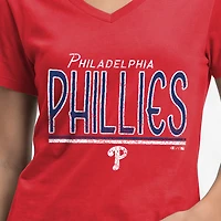T-shirt à col en V rouge Champion Philadelphia Phillies pour femmes
