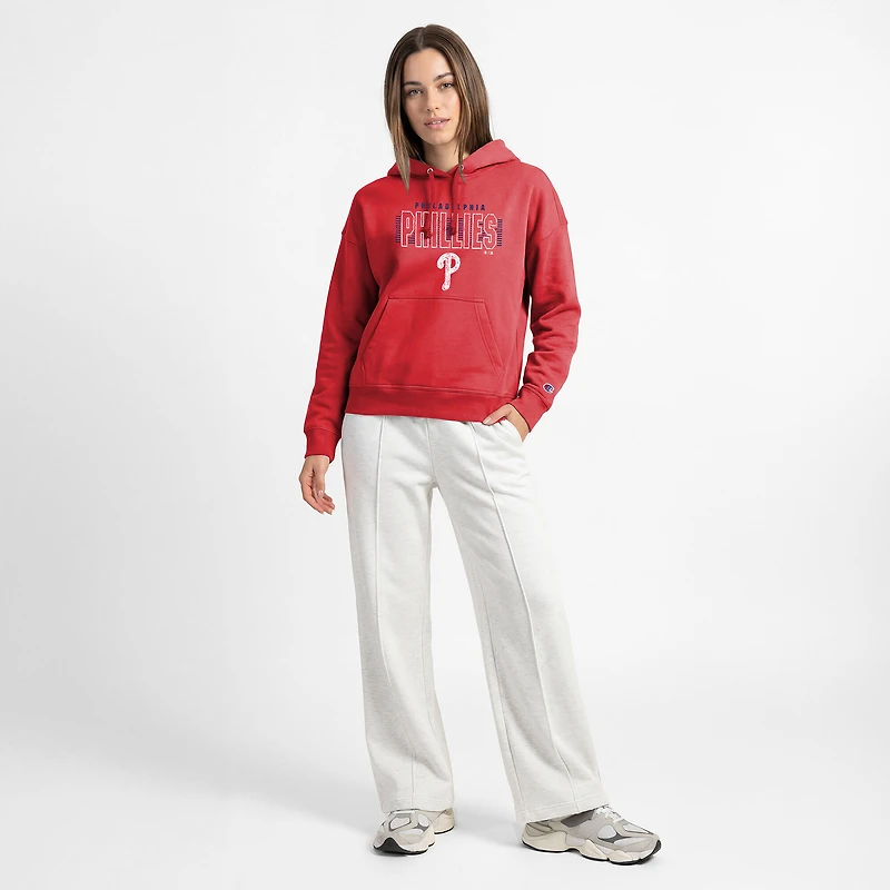 Women's Champion Red Philadelphia Phillies Distressed Powerblend Hoodie