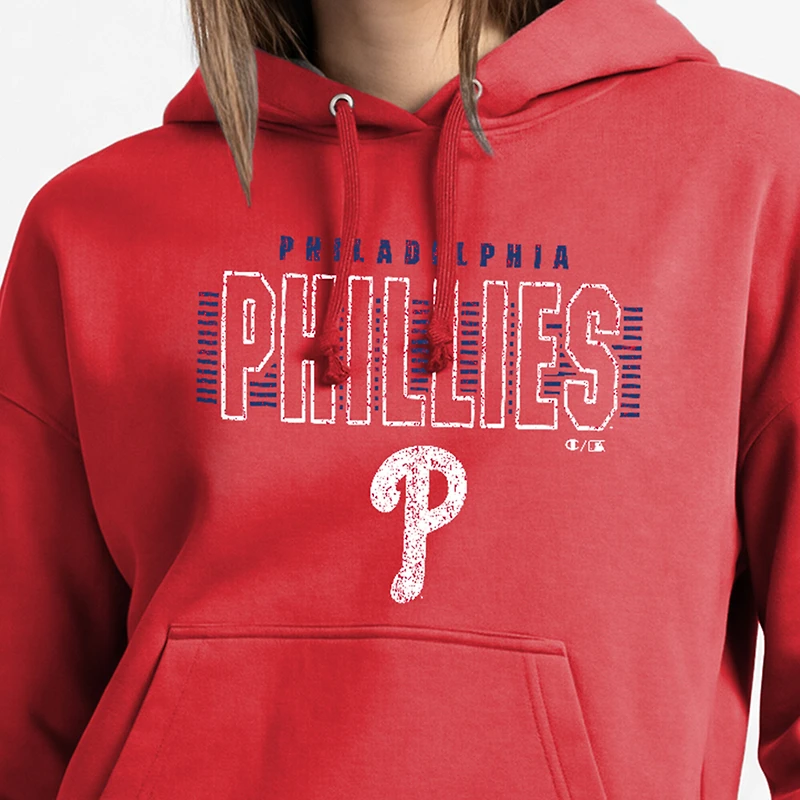 Women's Champion Red Philadelphia Phillies Distressed Powerblend Hoodie