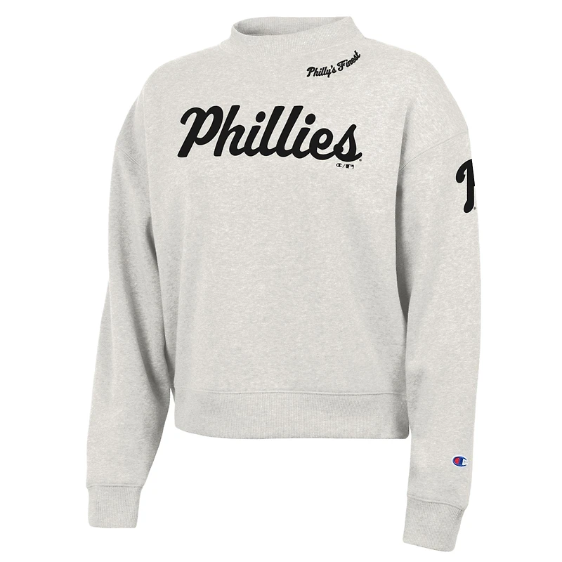 Women's Champion Stone Philadelphia Phillies Triumph Tri-Blend Sweatshirt
