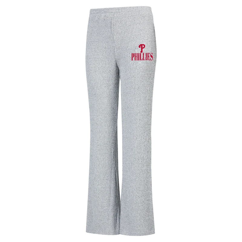 Pantalon de nuit évasé en tricot côtelé Juniper pour femme Concepts Sport Gray Philadelphia Phillies