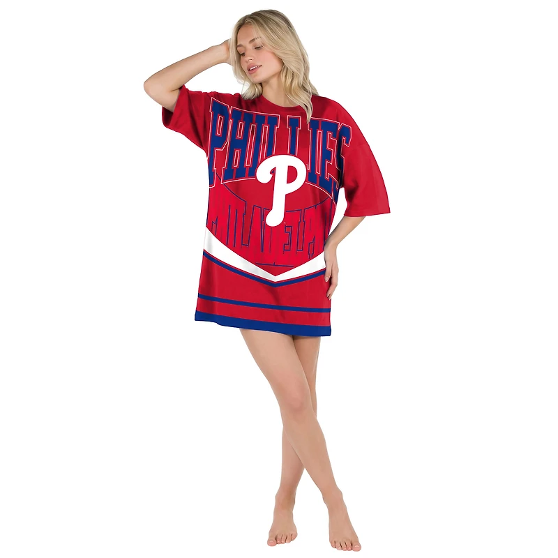 Robe de nuit en maille mosaïque rouge Philadelphia Phillies Concepts Sport pour femme