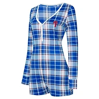 Women's Concepts Sport Royal Philadelphia Phillies Ashford Plaid V-Neck Knit Romper
