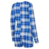 Women's Concepts Sport Royal Philadelphia Phillies Ashford Plaid V-Neck Knit Romper