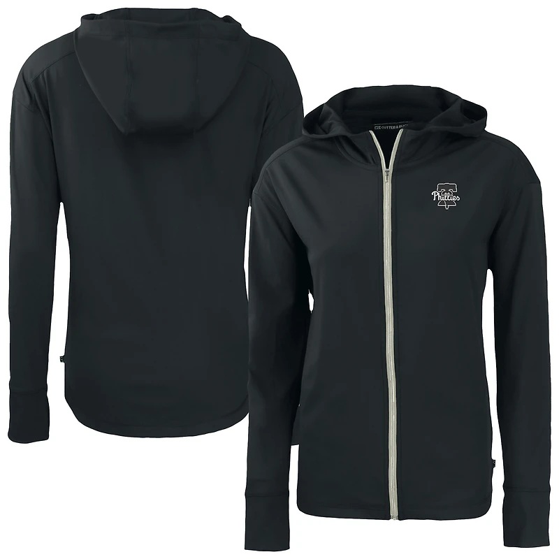 Sweat à capuche zippé entièrement recyclé Daybreak Eco pour femme, noir, des Philadelphia Phillies