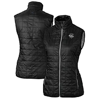 Women's Cutter & Buck Black Philadelphia Phillies Rainier PrimaLoft Eco Insulated Full-Zip Puffer Vest