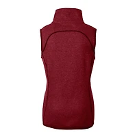 Gilet asymétrique en tricot à fermeture éclair intégrale pour femme, Cutter & Buck Cardinal, logo Americana des Phillies de Philadelphie