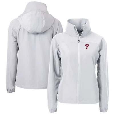 Veste zippée intégrale en tissu recyclé Charter des Philadelphia Phillies pour femme, grise, Cutter & Buck