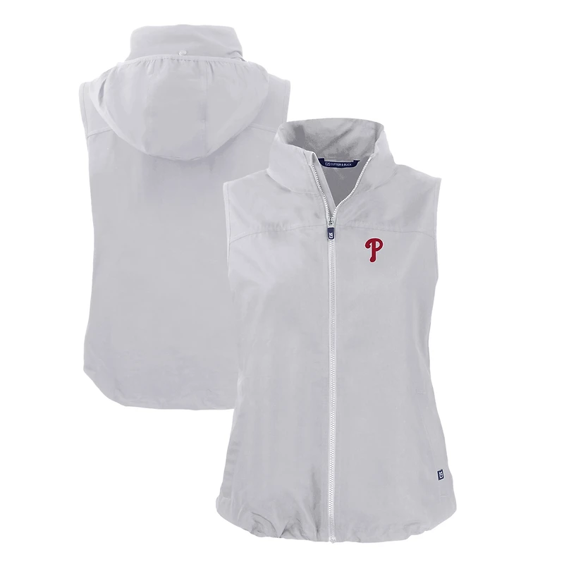 Women's Cutter & Buck Gray Philadelphia Phillies Charter Eco Recycled Full-Zip Vest