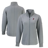 Veste zippée intégrale recyclée Roam Eco pour femme, collection Cooperstown des Philadelphia Phillies, grise Cutter & Buck