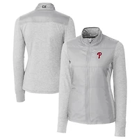 Coupe-vent matelassé entièrement zippé DryTec Stealth Hybrid pour femme, gris, des Philadelphia Phillies