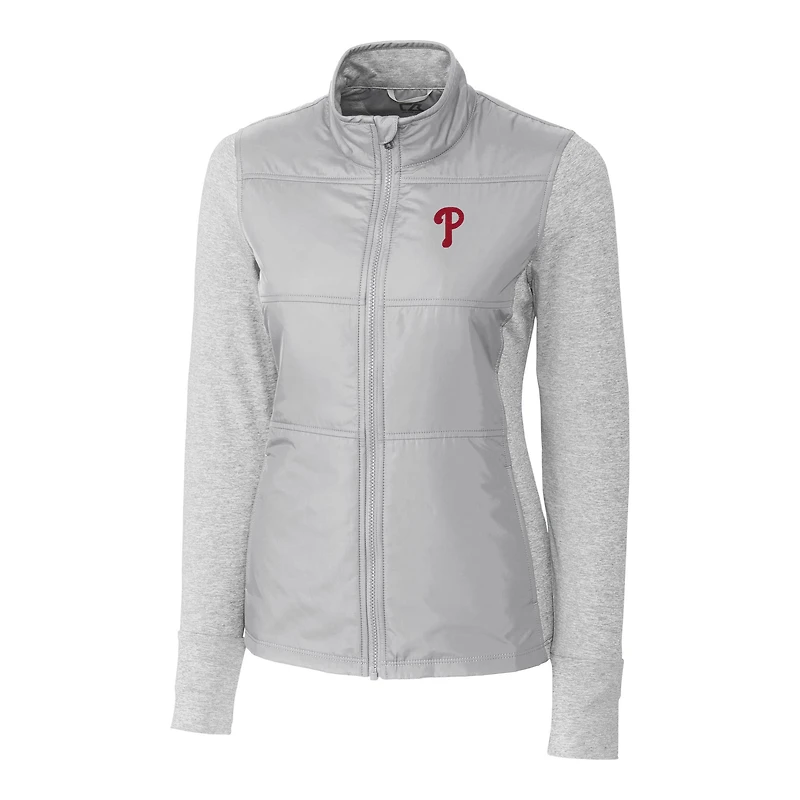 Coupe-vent matelassé entièrement zippé DryTec Stealth Hybrid pour femme, gris, des Philadelphia Phillies