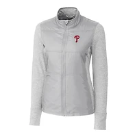 Coupe-vent matelassé entièrement zippé DryTec Stealth Hybrid pour femme, gris, des Philadelphia Phillies