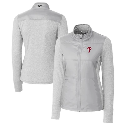 Coupe-vent matelassé entièrement zippé DryTec Stealth Hybrid pour femme, gris, des Philadelphia Phillies