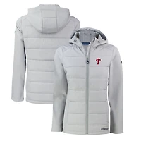 Veste à capuche entièrement zippée et recyclée Evoke Hybrid Eco Softshell pour femme, grise, des Philadelphia Phillies