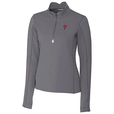 Veste demi-zippée Traverse pour femme, grise, Cutter & Buck, des Philadelphia Phillies