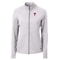 Women's Cutter & Buck  Heather Gray Philadelphia Phillies Adapt Eco Knit Raglan Full-Zip Jacket