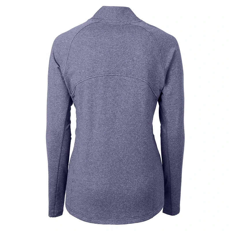 Women's Cutter & Buck Heather Navy Philadelphia Phillies Adapt Eco Knit Recycled Full-Zip Top