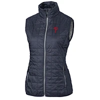 Gilet matelassé entièrement zippé PrimaLoft Eco Rainier des Philadelphia Phillies pour femme, bleu marine chiné Cutter & Buck
