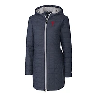 Manteau long à capuche zippé Rainier Primaloft Eco pour femme, bleu marine chiné, des Philadelphia Phillies, Cutter & Buck