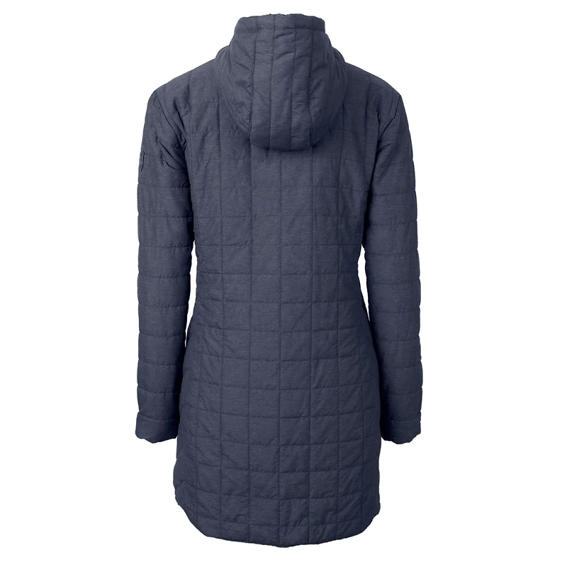 Manteau long à capuche zippé Rainier Primaloft Eco pour femme, bleu marine chiné, des Philadelphia Phillies, Cutter & Buck