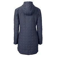 Manteau long à capuche zippé Rainier Primaloft Eco pour femme, bleu marine chiné, des Philadelphia Phillies, Cutter & Buck