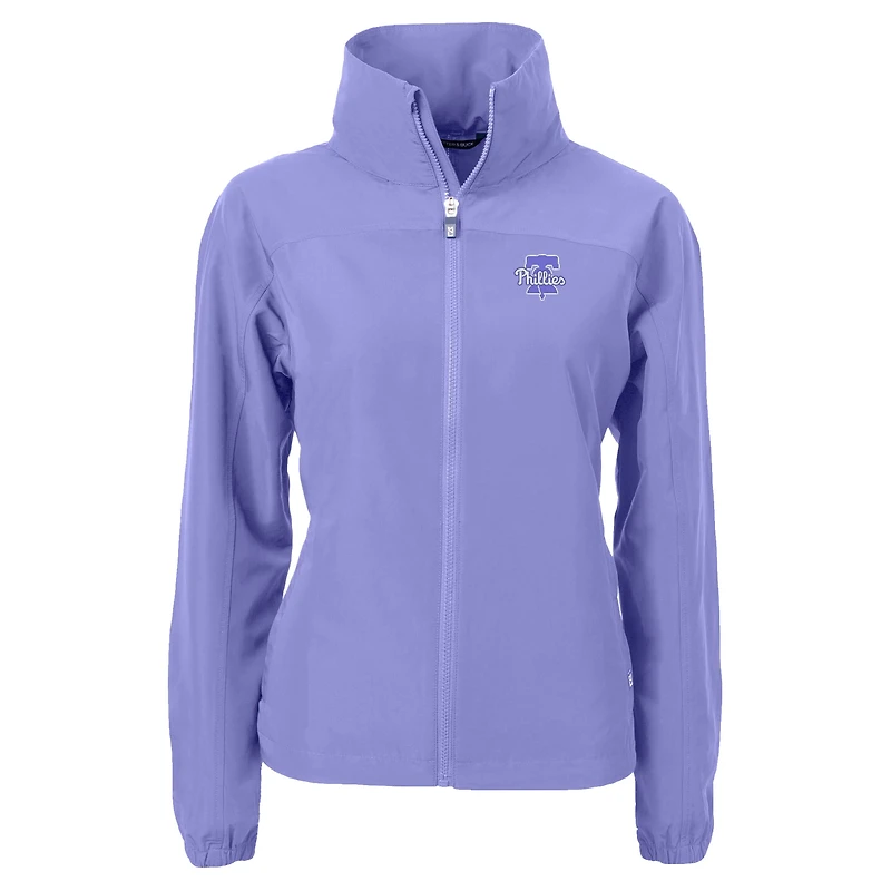 Veste zippée intégrale écologique recyclée Charter des Philadelphia Phillies pour femme Cutter & Buck Lavender
