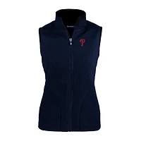 Gilet zippé en polaire écologique Sherpa Cascade pour femme, bleu marine, Cutter & Buck, Philadelphia Phillies