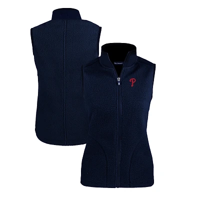 Gilet zippé en polaire écologique Sherpa Cascade pour femme, bleu marine, Cutter & Buck, Philadelphia Phillies