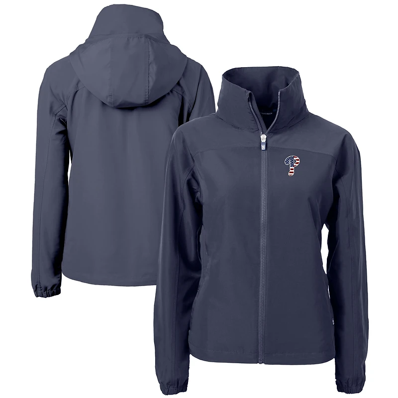 Veste zippée intégrale en tissu recyclé Charter Eco pour femme, bleu marine, Cutter & Buck, Philadelphia Phillies