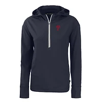 Sweat à capuche demi-zippé écologique recyclé Daybreak des Philadelphia Phillies pour femme, bleu marine, Cutter & Buck