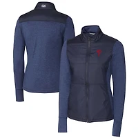 Coupe-vent matelassé hybride entièrement zippé DryTec Stealth pour femme, bleu marine, des Philadelphia Phillies