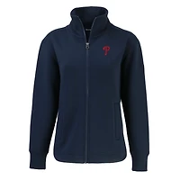 Veste zippée intégrale recyclée Roam Eco pour femme, bleu marine, des Philadelphia Phillies Cutter & Buck
