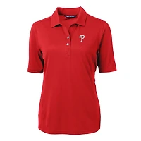 Women's Cutter & Buck  Red Philadelphia Phillies DryTec Virtue Eco Pique Recycled Polo