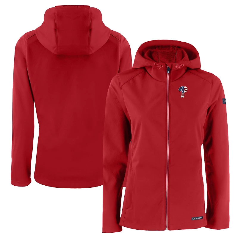 Veste zippée intégrale recyclée Evoke Eco Softshell pour femme, rouge, des Philadelphia Phillies