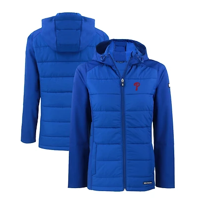 Veste à capuche entièrement zippée en tissu recyclé et softshell hybride Evoke pour femme, Cutter & Buck Royal, Philadelphia Phillies