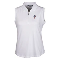 Polo sans manches extensible DryTec Forge pour femme, blanc, avec logo Americana des Philadelphia Phillies, Cutter & Buck