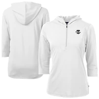 Women's Cutter & Buck White Philadelphia Phillies Virtue Eco Pique Half-Zip 3/4 Sleeve Pullover Hoodie