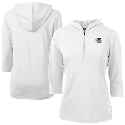 Women's Cutter & Buck White Philadelphia Phillies Virtue Eco Pique Half-Zip 3/4 Sleeve Pullover Hoodie