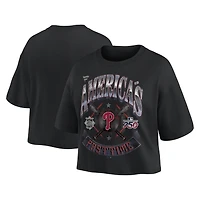 Women's Fanatics  Black Philadelphia Phillies Americana Crop T-Shirt