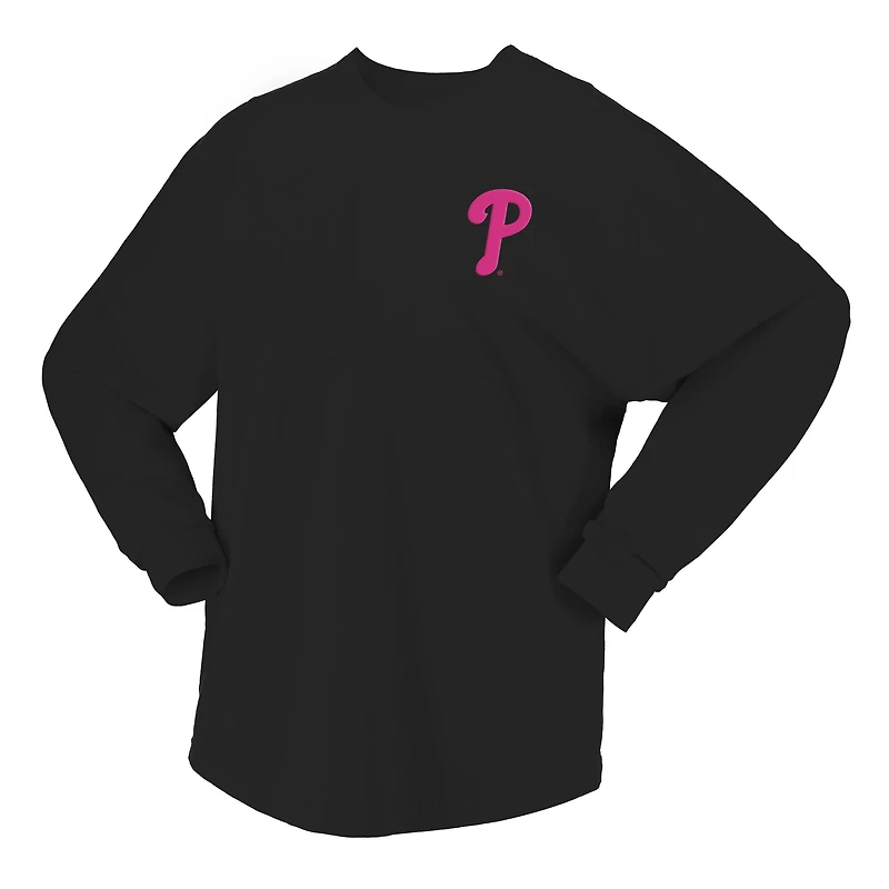 T-shirt à manches longues noir fluo des Philadelphia Phillies pour femme Fanatics