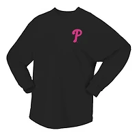 T-shirt à manches longues noir fluo des Philadelphia Phillies pour femme Fanatics