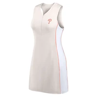 Women's Fanatics Cream Philadelphia Phillies Studio Boost Athletic Half-Zip Dress